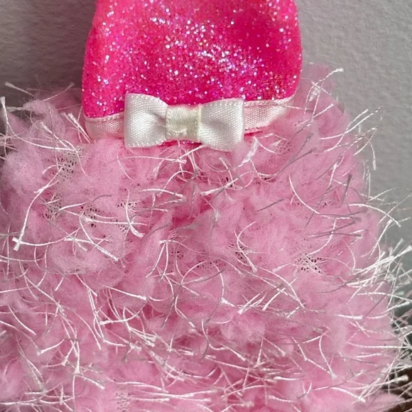 BARBIE Doll Fashion Glitter Spaghetti Strap Pink Dress Puffy Fluffy Gown Bow - Picture 3 of 7